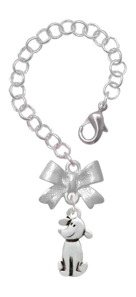 Delight Jewelry Silvertone 2-D Dog - Silvertone Bow Charm Accessory for Tumblers and Thermal Cups