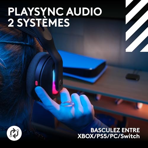 G Astro A20 X LIGHTSPEED gaming sans fil pour PS5 Xbox Switch PC avec PLAYSYNC AUDIO deux systemes Bluetooth LIGHTSYNC RVB et micro a tige 48 kHz - vue 5