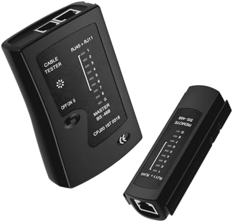 Wigearss Network Cable Tester – RJ11 & RJ45 Line Tester with Smart LED Indicators, Portable & Durable for Ethernet & Phone Line Testing (Includes Remote Tester & Manual)