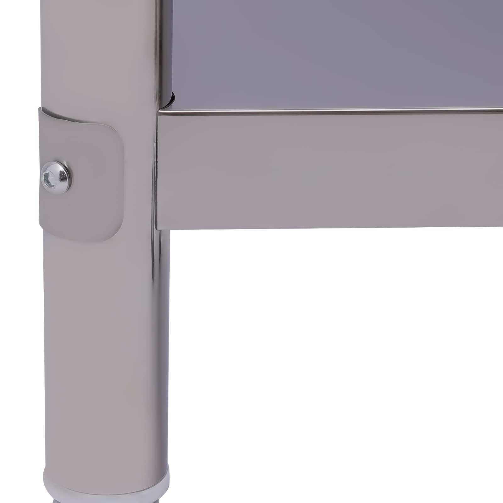 Tavolo da lavoro in acciaio inox, 60 x 45 x 85 cm, 2 ripiani, da cucina, per la preparazione degli alimenti, in acciaio inox, carrello da cucina con ruote, carrello stabile