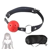 Collier combiné boule de silicone rouge et sangle en cuir noir, accessoires de cosplay de ...