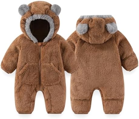 AiWMGL Baby Bear Outfit Suit With Fold-Over Mittens Footies Winte...
