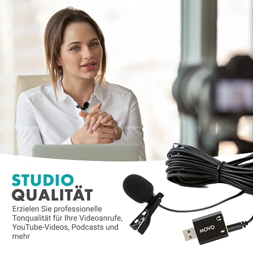 Movo Universal Lavalier-USB-Mikrofon für Computer mit USB-Adapter Kompatibel mit Laptop, Desktop, PC und Mac… – Bild 7