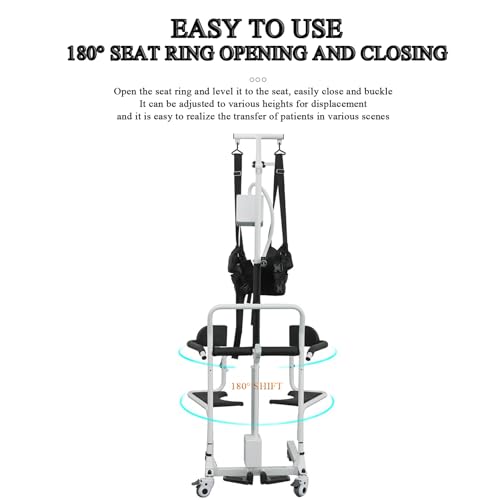 ODIE·TOM Electric Patient Lift Transfer Chair, Electric Transfer Lift Wheelchair for Home, Patient Lift Wheelchair with Adjustable Height, Commode Toilet Transfer Chairs for Seniors