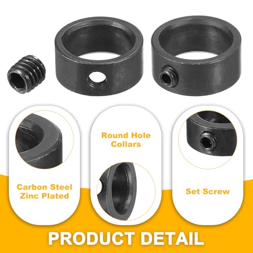 PATIKIL 16mm Bohrung Wellenkragen 22mm OD 8mm Dicke, 4 Stück Klemmring Madenschrauben Set Kohlenstoffstahl mit Gewindestift & Schlüssel für Automobilrobotik Maschinenbauin, Schwarz