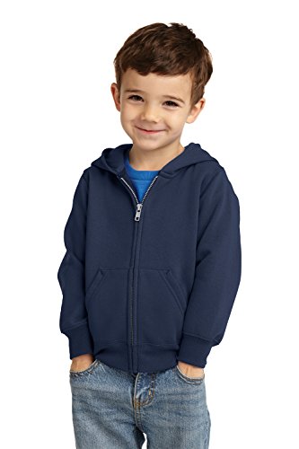 Armycrew Toddler Full-Zip Fleece Sweatshirt Basic Hoodie - Navy - 4T