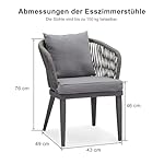 PURPLE LEAF Gartenstuhl 2er Set Aluminium Grau