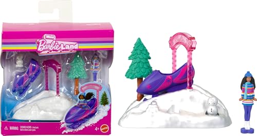 Barbie Mini Land - Juegos de juego coleccionables con muñeca de 1.5 pulgadas, áreas de juego interactivas para divertirse contando historias