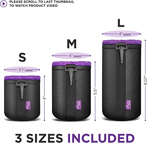 Altura Photo (3 Pack) Thick Protective Neoprene Pouch Set For Dslr Camera Lens (Canon, Nikon, Pentax, Sony, Tamron, Sigma, Olympus, Panasonic, Fuji) - Includes: Small, Medium And Large Pouches #TOP1
