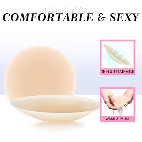 Vbt 4 Pairs Pasties Nipple Covers， Sticky Silicone Cakes Nipple Cover For Dress No Show thumb #3