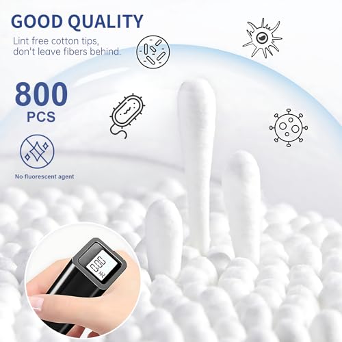 Image of Pointed Tip Cotton Swabs, 800 Count Double Precision Tips Cotton Swabs Round Head Cotton Buds with Paper Stick, Cotton Buds for Makeup, Personal Care, Crafts