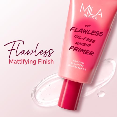 Image of Mila Beaute Flawless Makeup Primer for Face | Oil Free Formula Enriched With Vitamin A & E | Satin Smooth Matte Finish Instantly Blurs Pores | Suitable for All Skin Types - 30ml