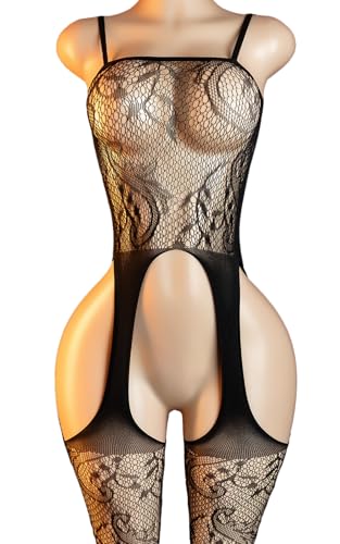 ADSEXY Sexy Lingerie For Women Sheer See Through High Elasticity Bodystocking Bodysuit For Women One Size Black I