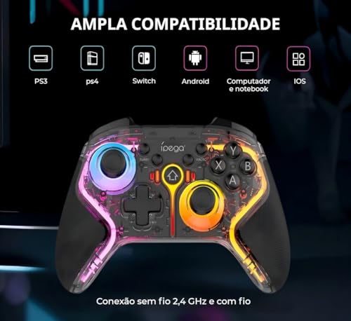 Controle para celular Bluetooth compatível com Android,IOS e PC equipado com gatilhos Hall,função Tu