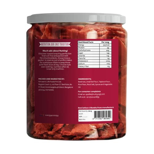 Nutty Yogi Crunchy Beetroot Nachos | Crispy & Spicy Snacks | Nachos | Chips & Namkeen | 100g| |High Protein and Fiber Rich