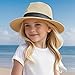 Jastore Little Kids Girls Boys Summer Fedora Straw Hat Wide Brim Floppy Beach Sun Visor Hat (Style B-Beige, 3-6 Years)