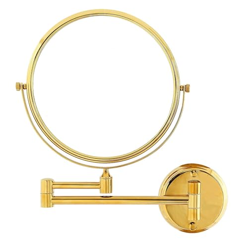 Image of CIPLA PLAST Shaving Mirror for Bathroom | Round Makeup Mirror | 360 Degree Rotation Adjustable Frame (Gold)