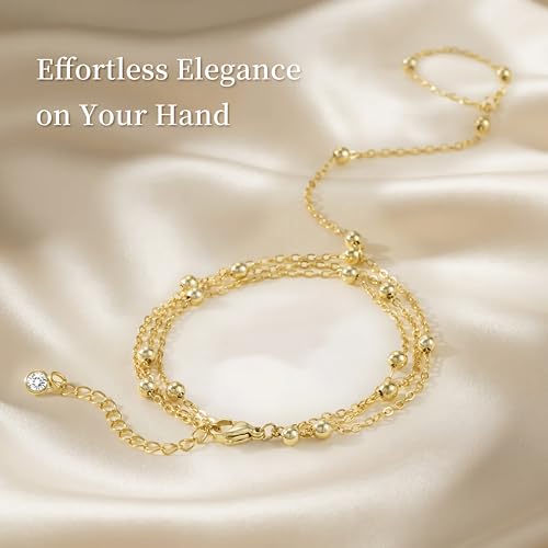 Image of Moodear Bracelet Set for Men, Sterling Silver Gold Plated Chain Bracelet Set