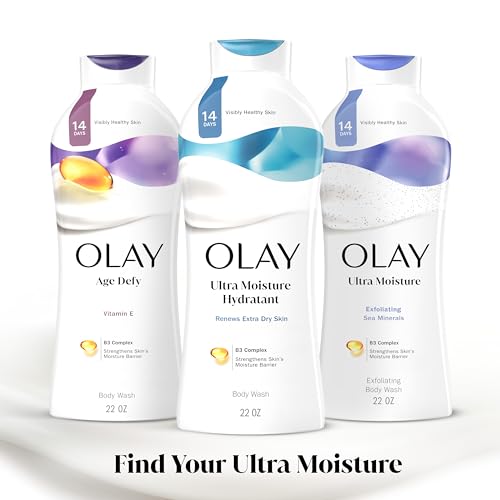 Image of Olay Body Wash for Women, Ultra Moisture, For Extra Dry Skin, 24hr Moisturizing, Hydrating & Refreshing, B3 Vitamin Complex, Free of Parabens & Phthalates, Scented, 22 fl oz,(Pack of 2)
