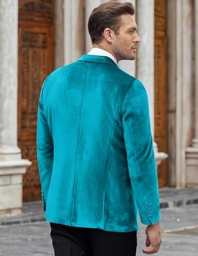 Image of COOFANDY Men's Velvet Blazer Notched Lapel Velour Suit Jacket One Button Tuxedo Jackets for Wedding Prom Party Dinner
