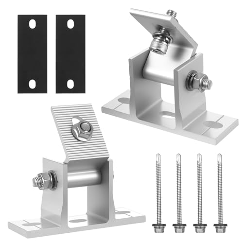 2 Pcs Soporte Panel Solar, Soporte Placas Solares, abrazadera para placa solar ajustables de 10 a 60°, montaje para paneles solares y módulos solar para vehículos recreativos, con accesorios