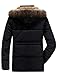FTCayanz Herren Warme Winterjacke Parka Lang Wintermantel Mit Kunstfell Kapuze Outdoor Gefütterte Steppjacke Jacke Schwarz XL