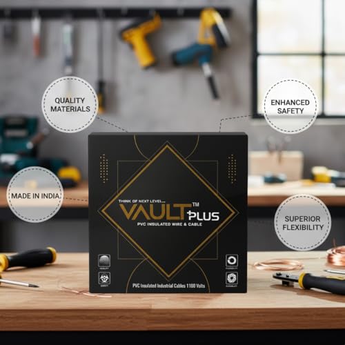 Image of VAULTPlus Black 0.75 Sq Mm Electrical Wire | 90 Meter Roll | Flexible Single Core CCA Copper Cable for Home & Industrial Wiring