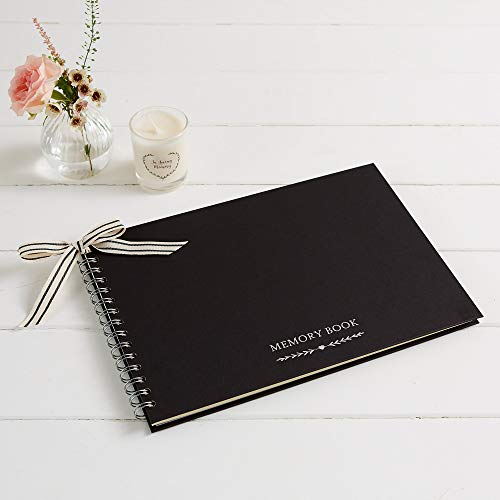 ANGEL & DOVE Luxury 12 x 8" Funeral Memory Book (Black) - Remembrance, Condolence, Memorial