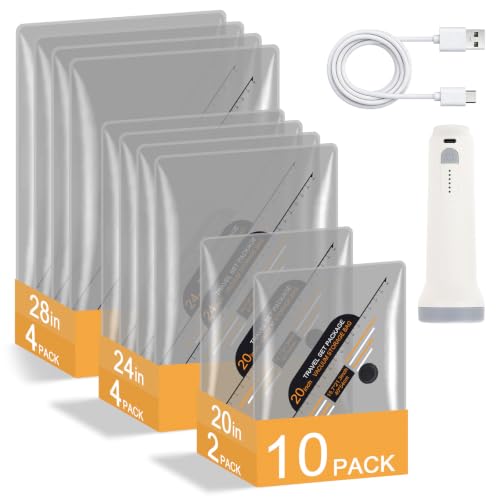 10 Pack Vacuum Storage Bags with Wireless Electric Pump, 3 Combo Sizes