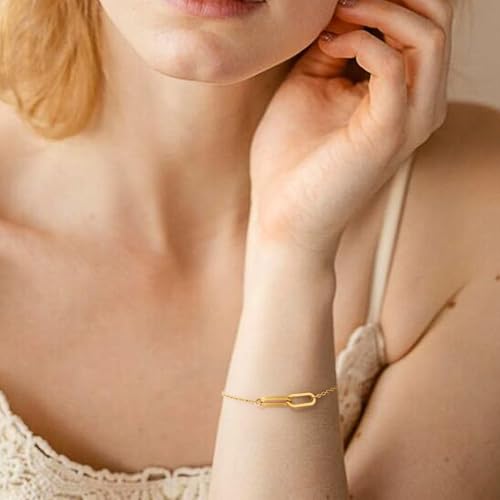 JoycuFF Mothers Day Bracelets For Women Paper Clip Bracelet Birthday Gifts For Women Mom Daughter Sister Gold Bracelet4