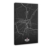 CFIOZYOS Black And White Map Rome GA Cityscape Poster Landscape Artwork Living Room Prints for Bedroom Frame 12x18inch(30x45cm)