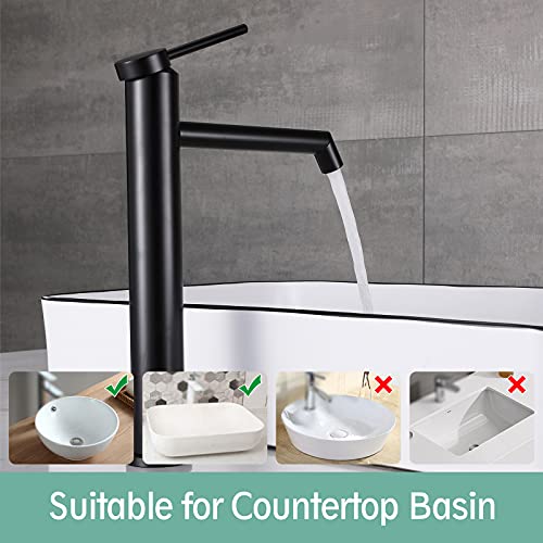 SHANFO Haut Robinet Lavabo Evier,Noir Monocommande Mitigeur Robinet de Lavabo Réglable Chaud et Froid, MB01E-T – vue 5