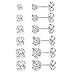 18K White Gold Plated 4 Pong Round Clear Cubic Zirconia Stud Earring Pack of 6 Pairs (6 Pairs)