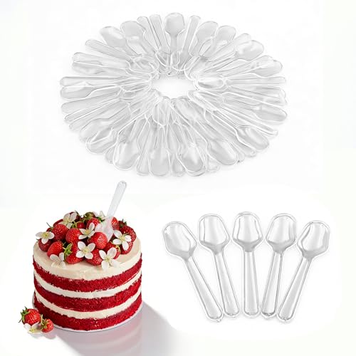 200pcs Mini Tasting Spoons Clear Plastic Little Spoons for Desserts Ice Cream Jelly&Yogurt 3 Inch Disposabe Sample Spoons for Party Seasonings Repackage Tasting Supplies