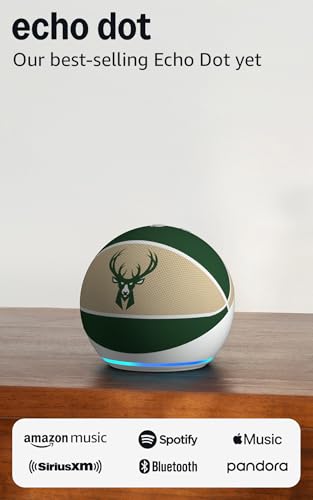 Image of Amazon Echo Dot (newest model) | Officially Licensed NBA Limited-Edition | Milwaukee Bucks