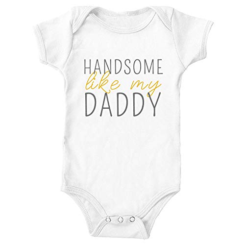 DKISEE Unisex Baby Bodysuit Handsome Like Daddy White Funny Infant Romper Short Sleeve Baby Onesie 6 Months