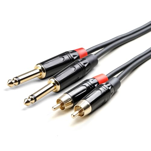 Cable RCA a 1/4 adaptador audio estéreo dual 2 TS de 6.35 mm macho a 2 RCA macho de 6 pies