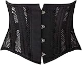 SHAPERX Damen Korsett Unterbrust Trainer Kurzen Torso Corsage Heavy Duty Waist Training Cincher Stahl Knochen Lace-Up, UK-DT1997-Black-S