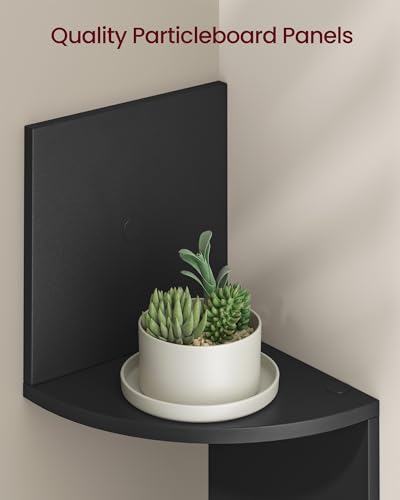 Image of VASAGLE CUSTOS Collection - Set of 2 Corner Shelves Wall Mount, 4-Tier Floating Corner Bookshelves, Plant Shelves for Bedroom, Living Room, Bathroom, Home Office, Ink Black ULBC704BC01S
