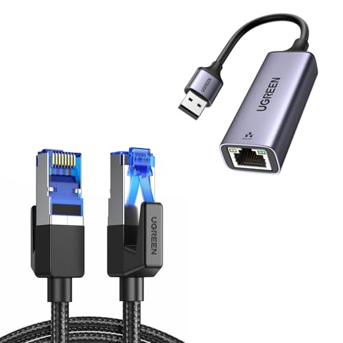 Adaptateur USB vers Ethernet Gigabit UGREEN avec câble Cat 8 pour PC et Switch