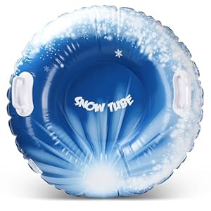 Aufblasbarer Schlitten, 90 cm Snow Tube, Schneeschlitten mit Griffen, Aufblasbarer Schneeschlauch, Schneereifen für Kinder und Erwachsene, Wintersport Outdoor Skaten