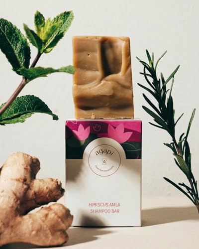 Image of Agapi Sikkim Hibiscus Amla Shampoo Bar, Sulfate-Free Natural Hair Cleanser with Essential Oils, Eco-Friendly, Handcrafted, Cruelty-Free.
