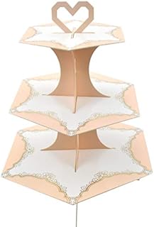 3 Tiers Cupcake Stand Cardboard Cake Stand Round Cupcake Holder Display Stand Pink White Dessert Tower Food Serving Stand for Wedding Birthday Party Afternoon Tea Dessert Snack Display