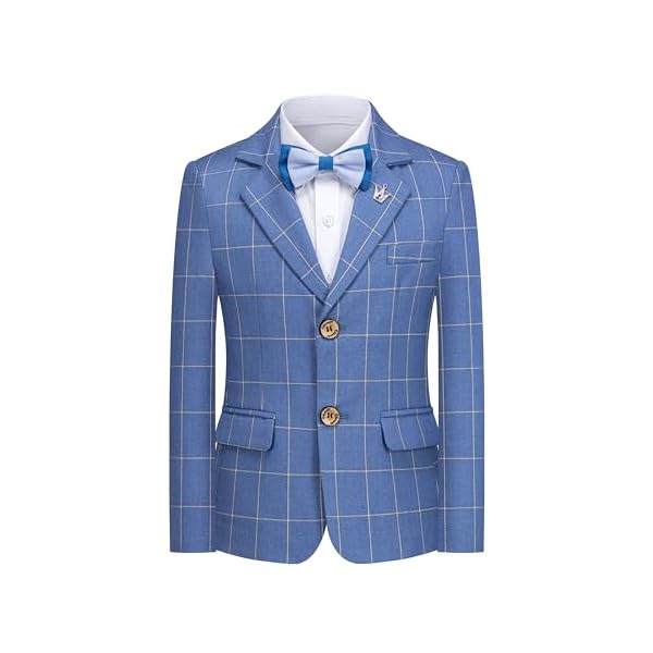 Boys Suits Slim Fit Toddler Formal Plaid Striped Tuxedo Suit Set Kids Wedding Outfit Communion Dress Clothes - Image 3