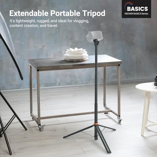 Image of NEEWER Basics Photography Light Stand, 81 inch Extendable Metal Portable Adjustable Camera Tripod for Continuous Output Lighting, 1 /4 inch Screw Compatible with Canon Nikon Sony DSLR Webcam Pocket 3, ST016