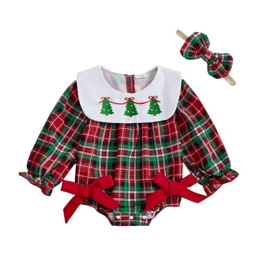 MERSARIPHY Baby Girl Plaid Romper My First Halloween/Thanksgiving/Christmas Outfit Infant Bubble Bodysuit Fall Winter Clothes
