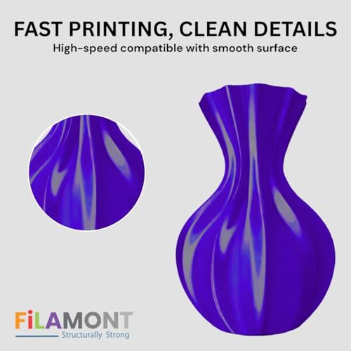 Image of FiLAMONT PLA Silk Filament 1.75mm, 3D Printer Filament, Shiny Silk 1.75 PLA Filament, 1kg(2.2Lbs) /Spool (Silk Purple)