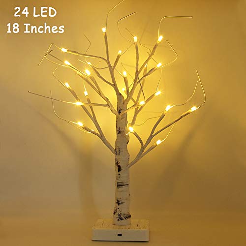 Twinkle Star 24 LED Tabletop Lighted Birch Tree Battery Operated, Thanksgiving Table Decoration
