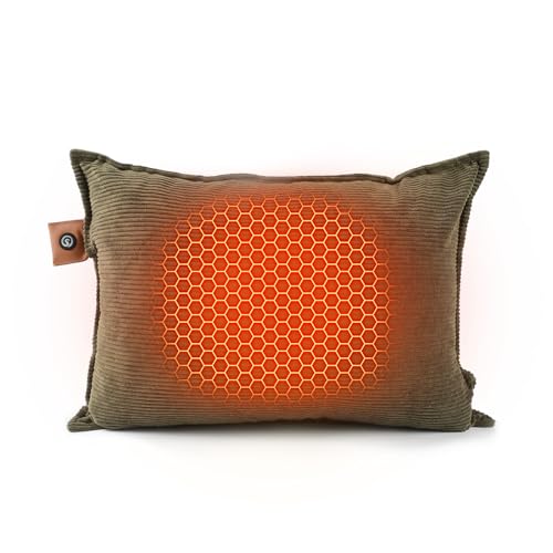 SAVIOR HEAT Heated Pillow for Lumbar Support 3 Heat Settings Rechargeable Warm Heating Pad Pillow 10 000mAh Battery Operated USB for Period Cramp Abdomen Neck Back Pain Relief Sleeping
