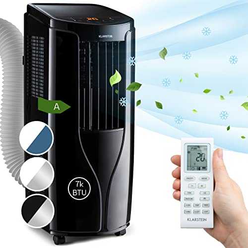 Klarstein Klimaanlage, 4-in-1 Klimagerät, Luftentfeuchter, Ventilator & Nachtmodus, Mobile Klimaanlage mit Abluftschlauch, Leiser Air Conditioner, Wohnung Klimaanlage, 16-30°C, 7000 BTU, schwarz